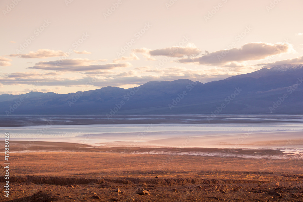 Badwater Basin -  View of the basin from Natural Bridge in Death Valley National Park, California