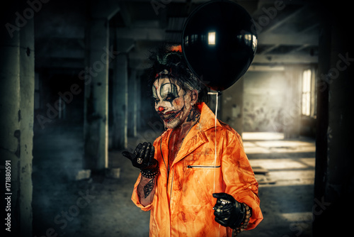 Photography sinister clown man