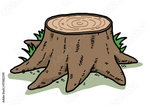 tree stump / cartoon vector and illustration, hand drawn style, isolated on white background.