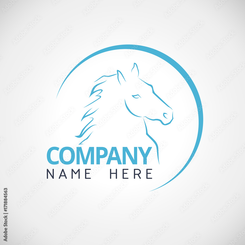 Company logo with horse modern line vector illustration