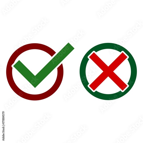 Checkmark and x or confirm, Check mark and x icon 