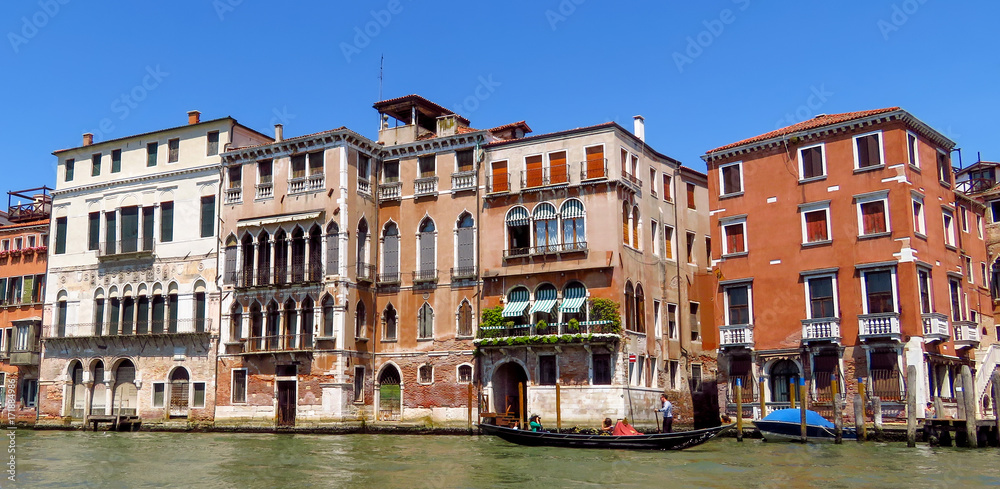 Venice - View from water canal to old buildings