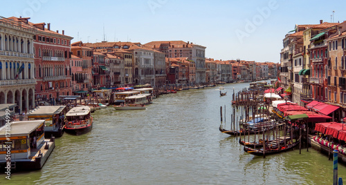 Venice - View from water canal to old buildings
