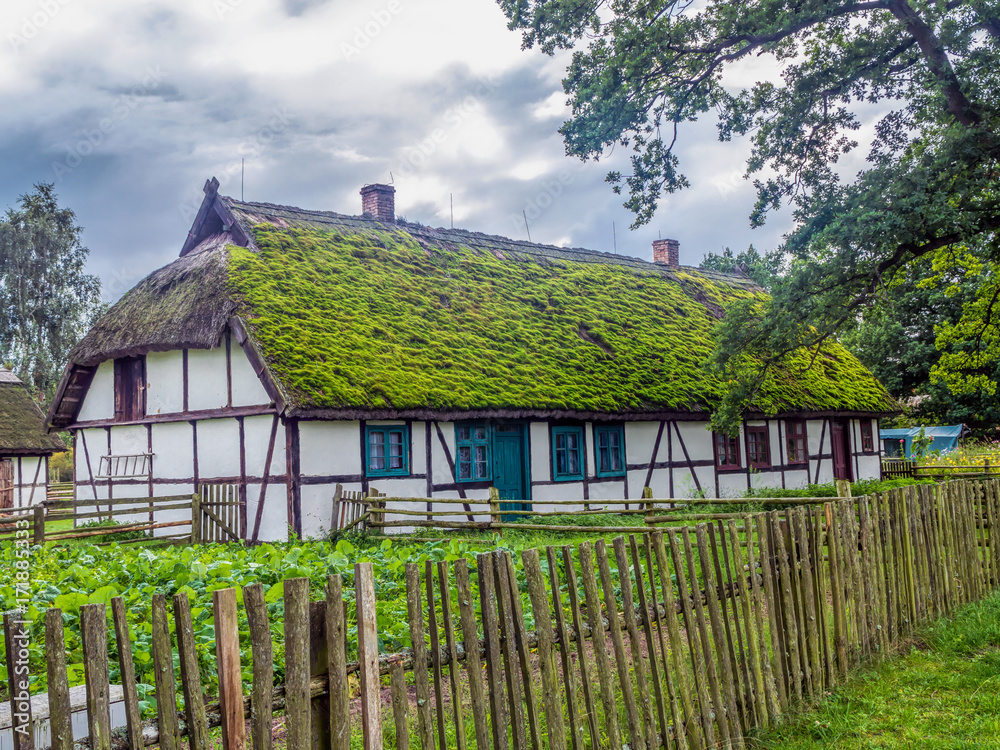 Old wooden farmstead in Kluki, Poland