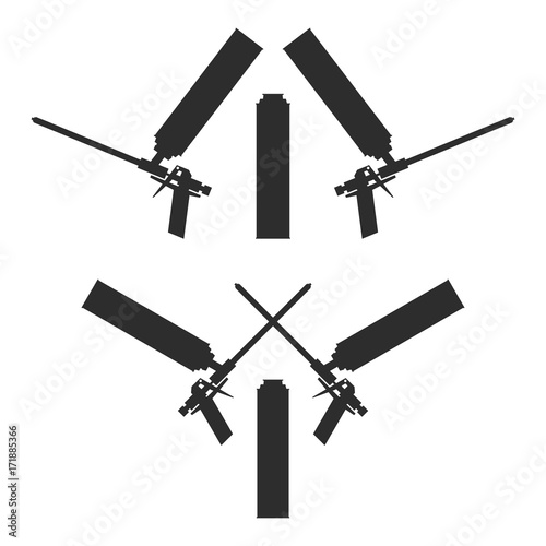 Gun for polyurethane foam. Repair tool silhouette.