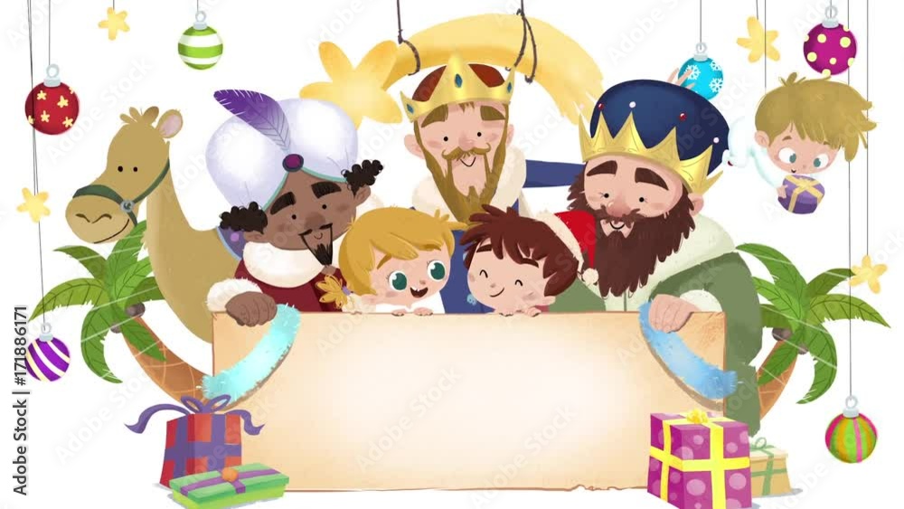Felicitacion de navidad con Reyes Magos 