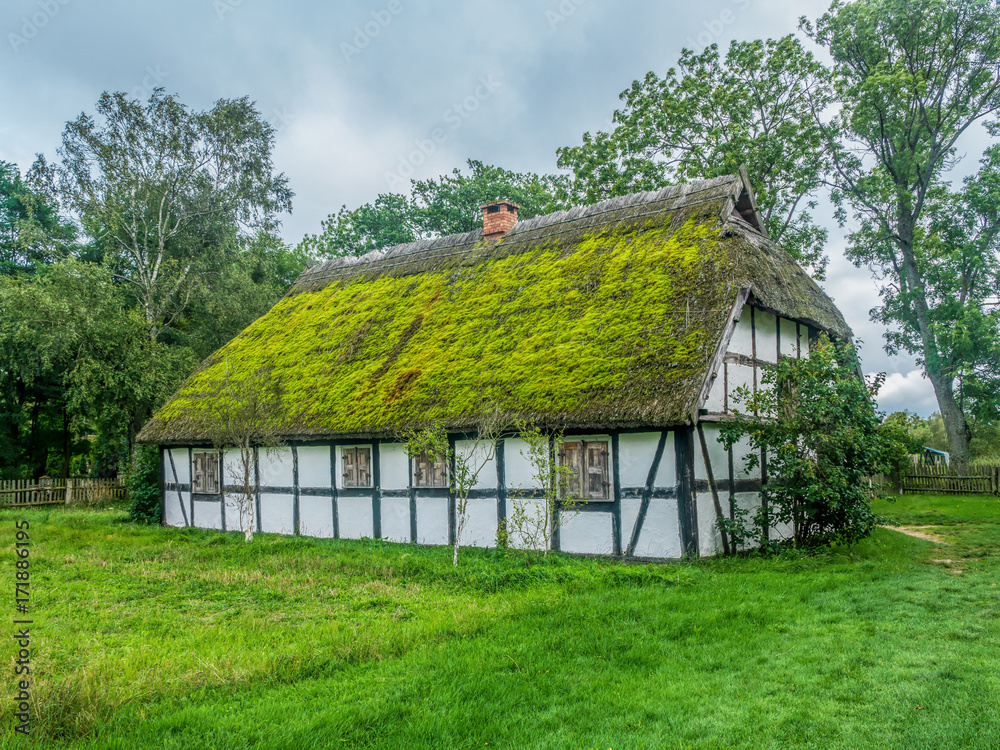 Old wooden farmstead in Kluki, Poland