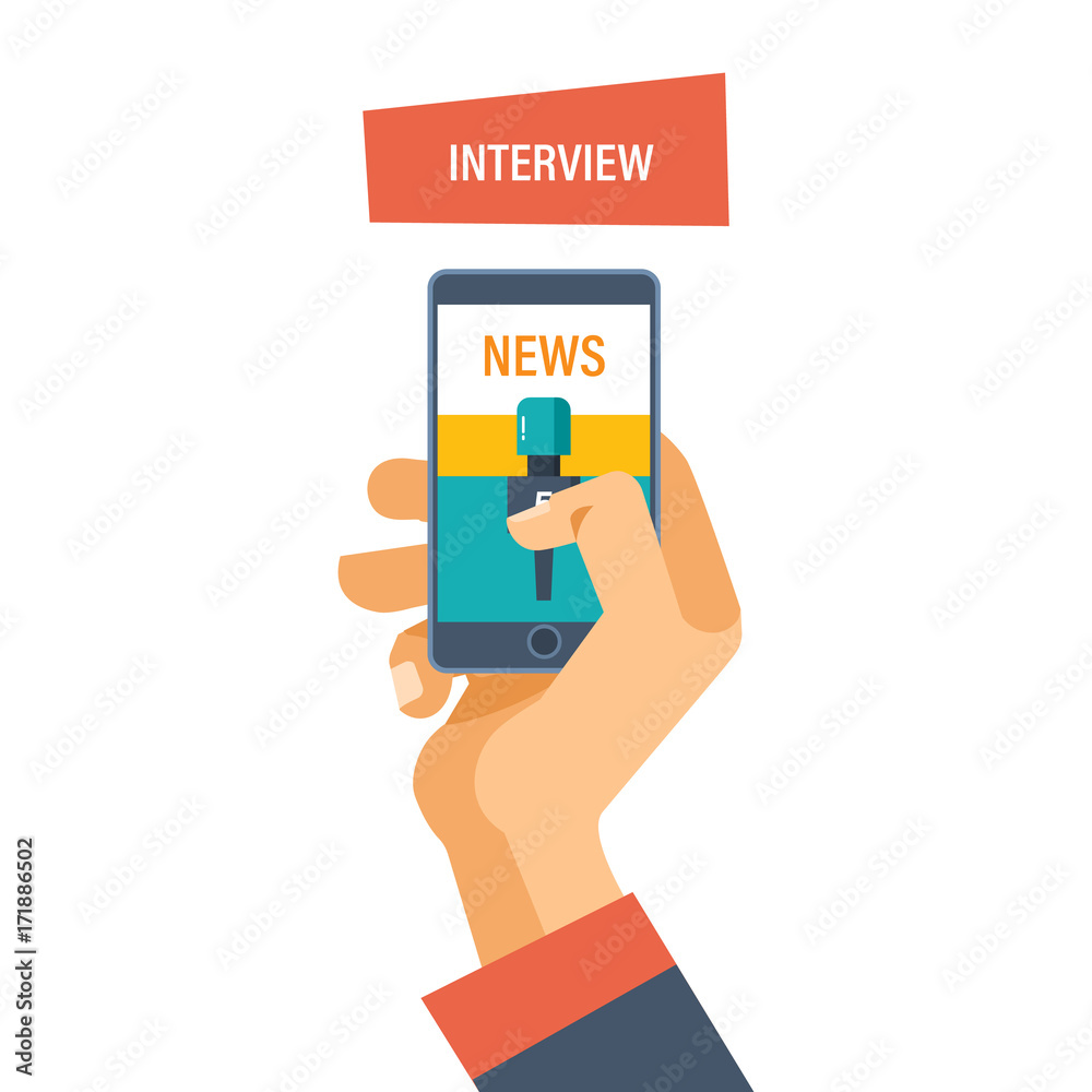Hand hold microphone, reporters interview for publishers, press, television. Hand hold microphone, reporters interview for publishers, press, television.