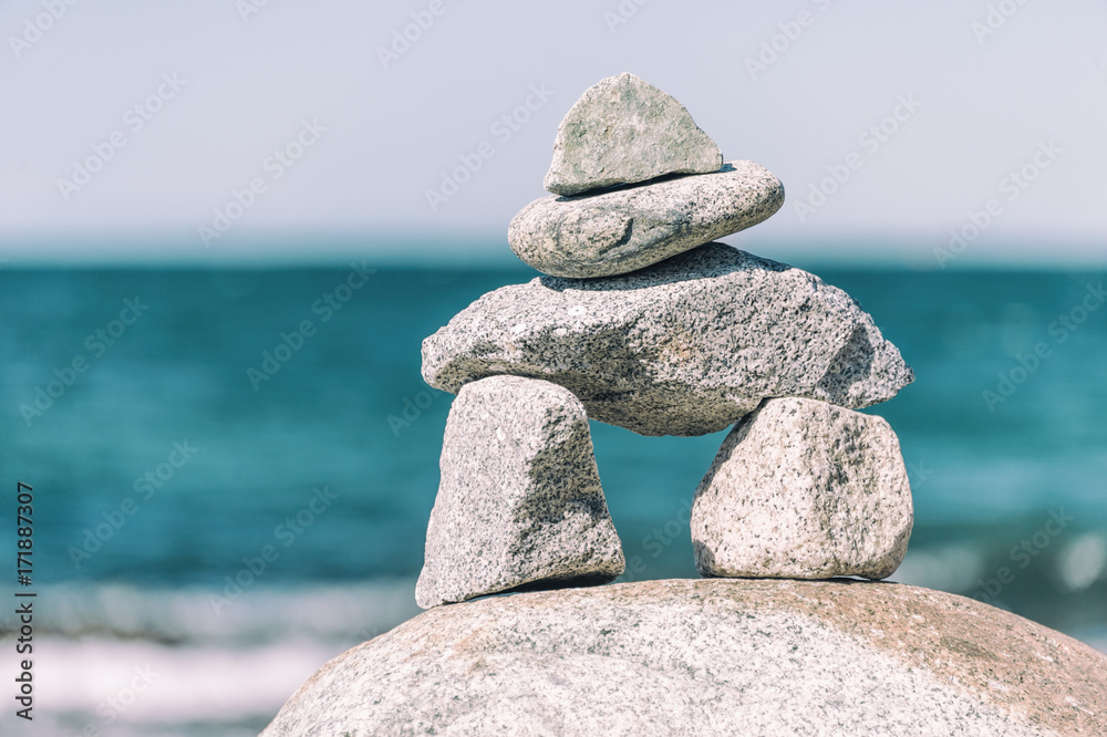 Inukshuk Rock balancing in Vancouver stone stacking garden