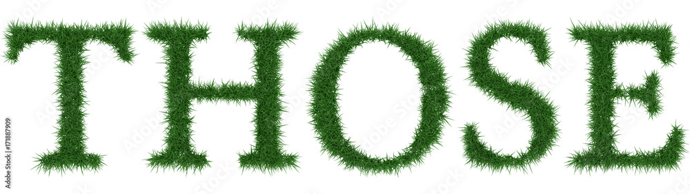 Those - 3D rendering fresh Grass letters isolated on whhite background. Those - 3D rendering fresh Grass letters isolated on whhite background.
