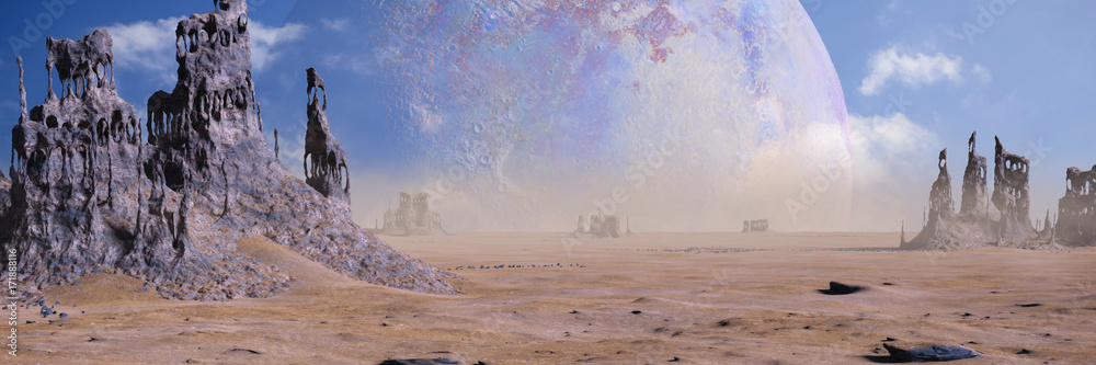 Obraz premium alien planet landscape with strange rock formations