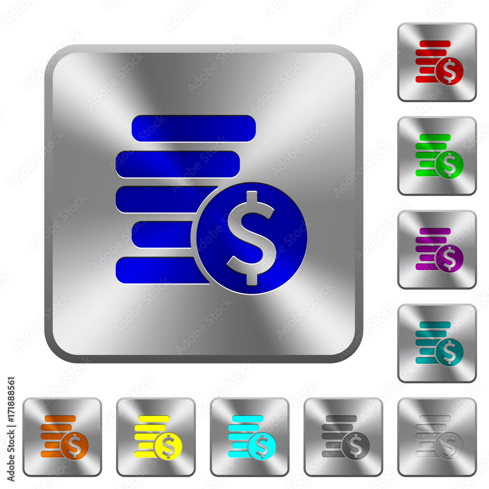 Dollar coins rounded square steel buttons Dollar coins rounded square steel buttons
