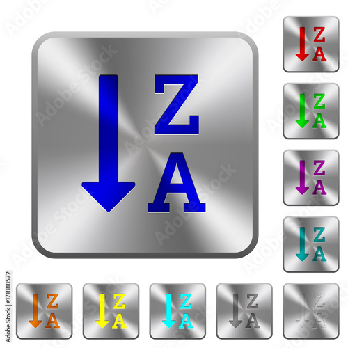 Alphabetically descending ordered list rounded square steel buttons