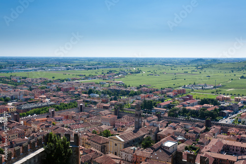 Soave town aerial view.Italian landscape