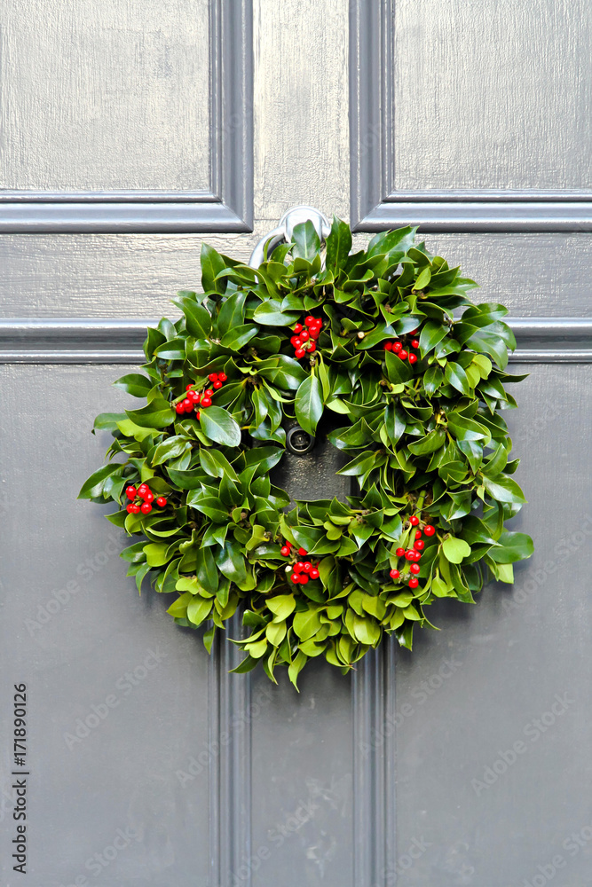 Fotografie Holly wreath for Christmas