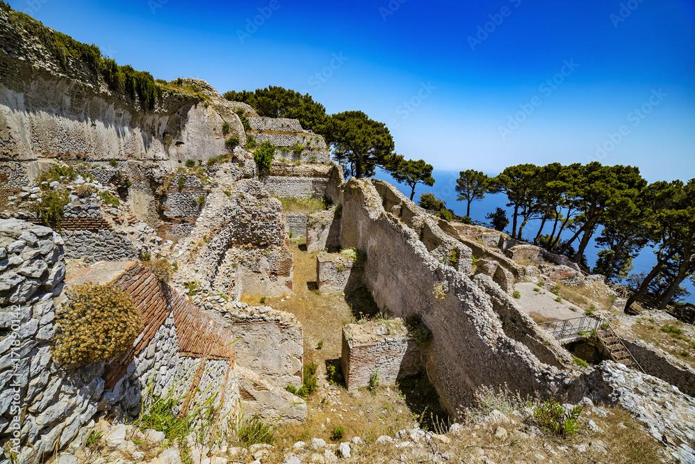 Italy. Capri Island. Villa Jovis built by emperor Tiberius - remains the south part