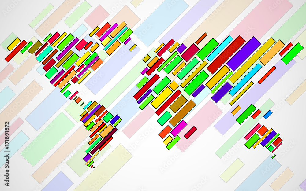 Abstract World map with lines. World stripes map. Vector Abstract World map with lines. World stripes map. Vector