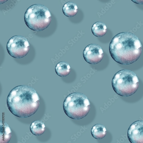Seamless pattern with pearls. Watercolor illustration. Jewelry background 12