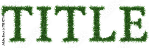 Title - 3D rendering fresh Grass letters isolated on whhite background.