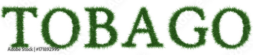 Tobago - 3D rendering fresh Grass letters isolated on whhite background.