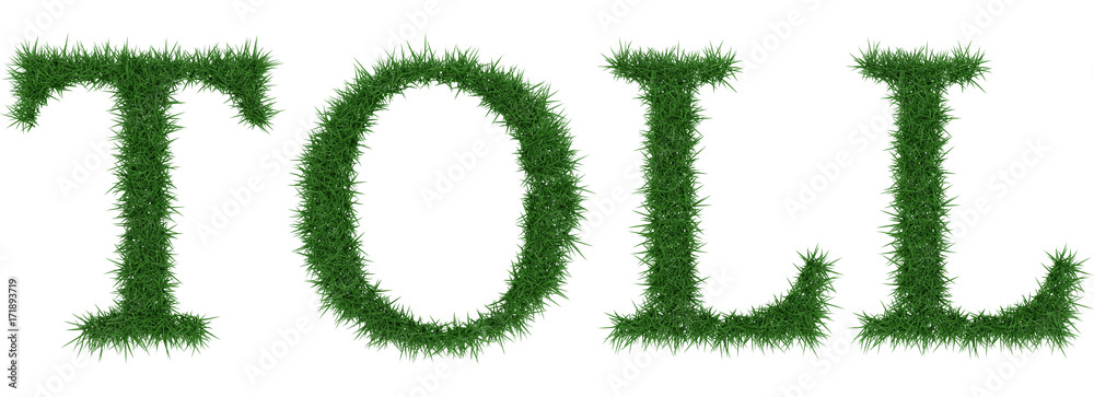 Toll - 3D rendering fresh Grass letters isolated on whhite background. Toll - 3D rendering fresh Grass letters isolated on whhite background.