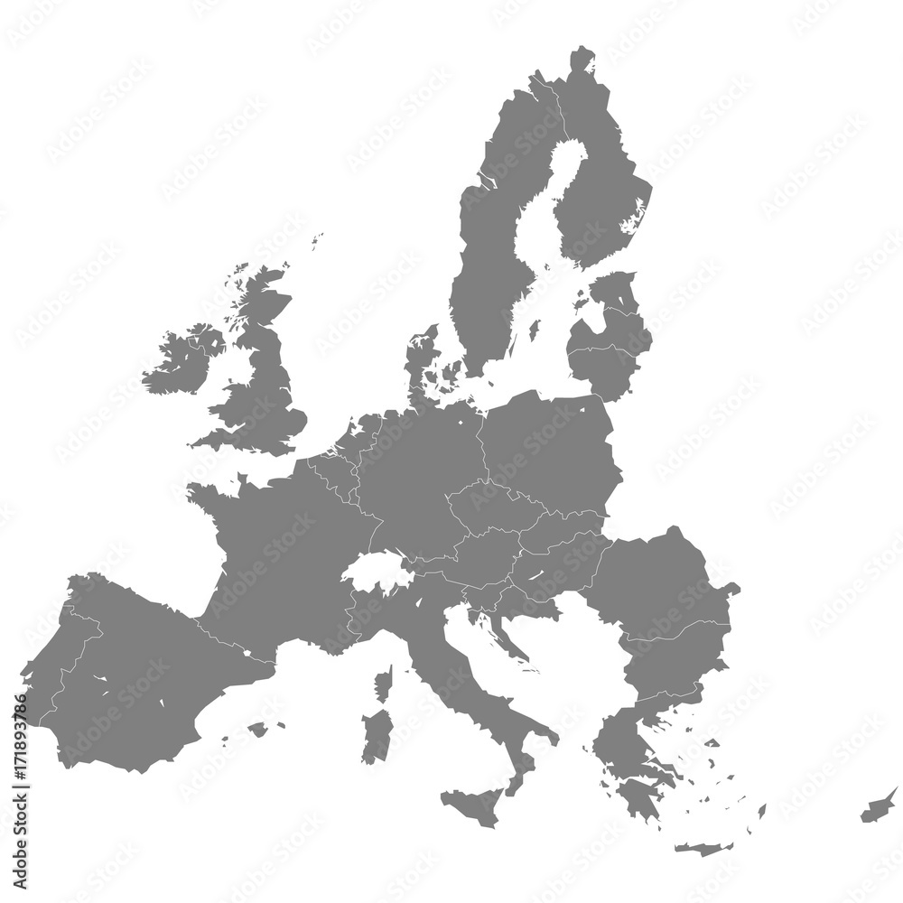 Fototapeta Wysokiej jakości mapa Unii Europejskiej z granicami regionów