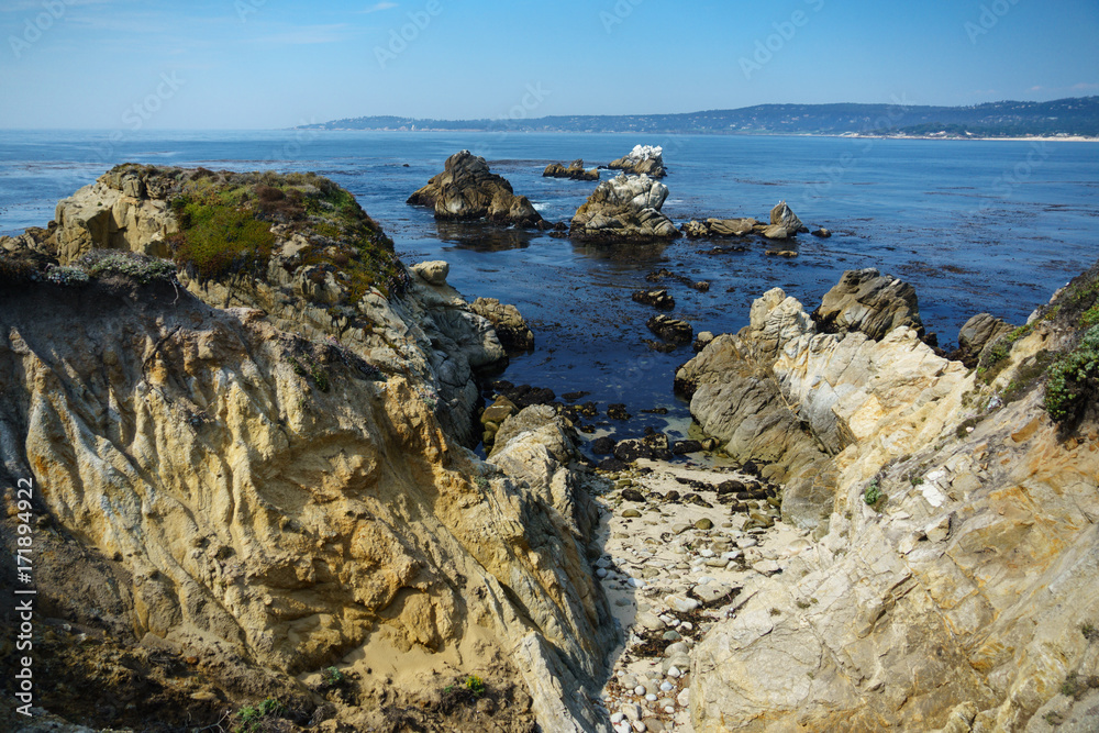 Carmel Pacific Sea Shore with Rock and blue sky