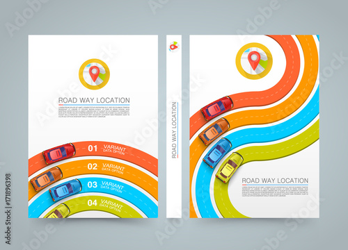 Paved path on the road. banner road book. A4 size paper, Vector background