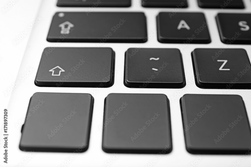 Modern laptop keyboard, close up. Internet search concept Modern laptop keyboard, close up. Internet search concept