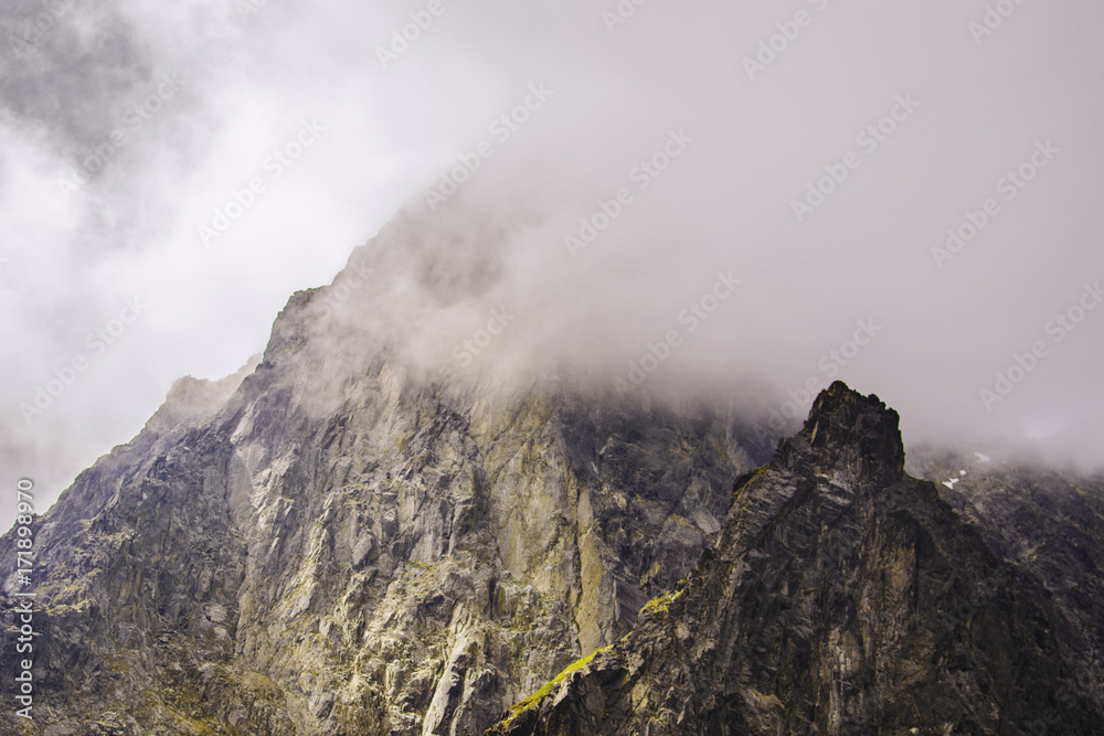 Mountain Peak Covered in Clouds in High Tatras, Slovakia