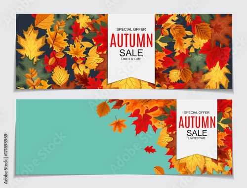 Abstract Vector Illustration Autumn Sale Background with Falling