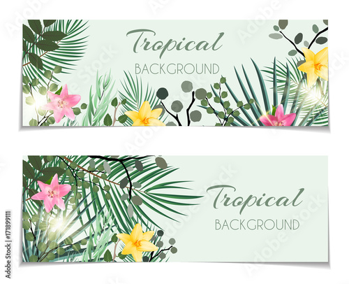 Abstract Natural Tropical Gift Voucher, Discount Card  Backgroun