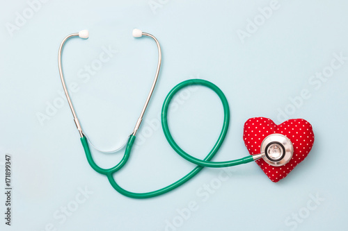 Red heart and a stethoscope