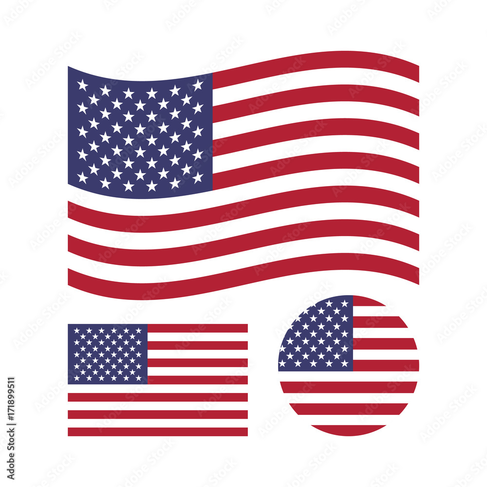 american-flag-set-rectangular-waving-and-circle-us-flag-united