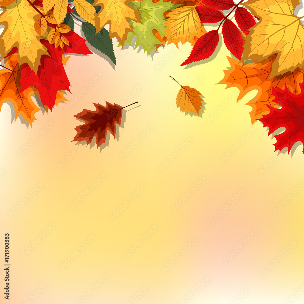 Abstract Vector Illustration Background with Falling Autumn Leav Abstract Vector Illustration Background with Falling Autumn Leav