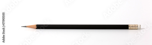 Black color pencil isolated on white background. photo