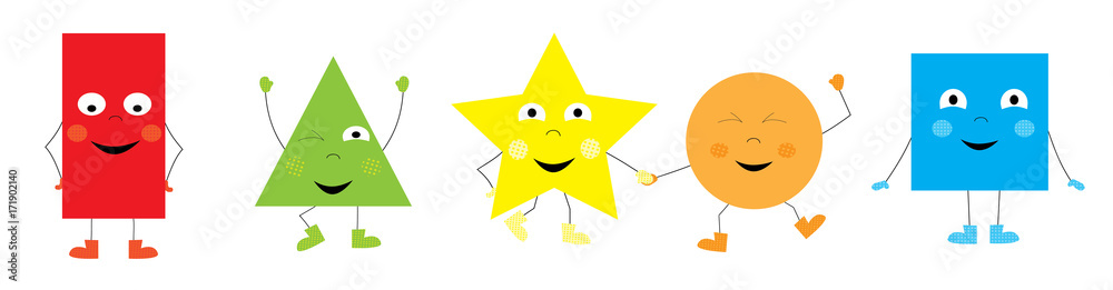 collection of happy funny basic shapes for children / vectors illustration for kids