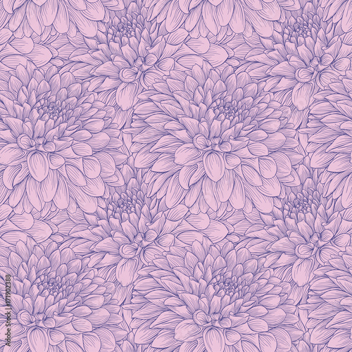 Fototapeta Naklejka Na Ścianę i Meble -  beautiful monochrome vintage colors seamless background dahlia Hand-drawn. Design for greeting cards and invitations of wedding, birthday, Valentine s Day, mother s day and other seasonal holiday