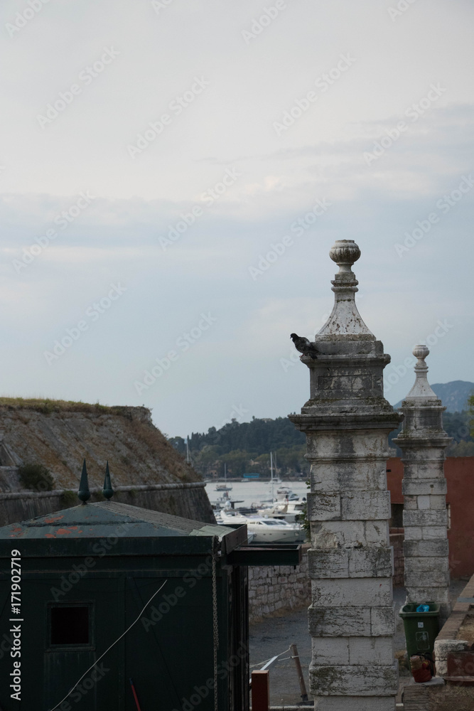 Fototapeta premium stone gray turrets of Venetian fortress closeup