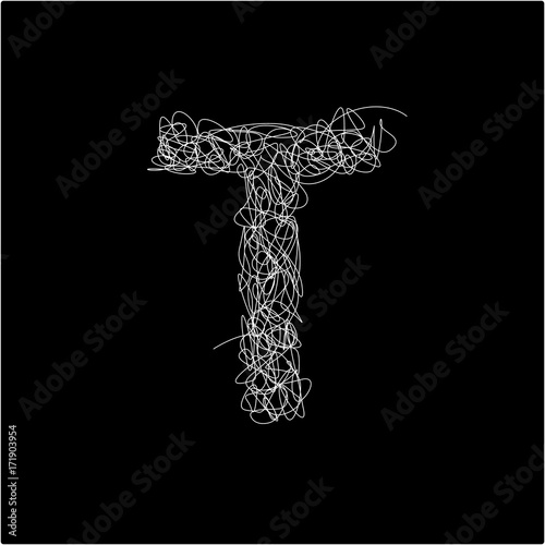 Scribble Alphabet. Letter T