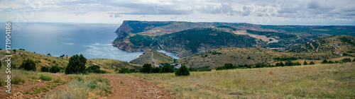 View of the Black Sea from the Crimean Mountains panorama © viktorbond