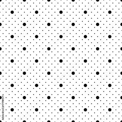 Combined polka dot series No.5, seamless pattern. Vector texture on transparent background.