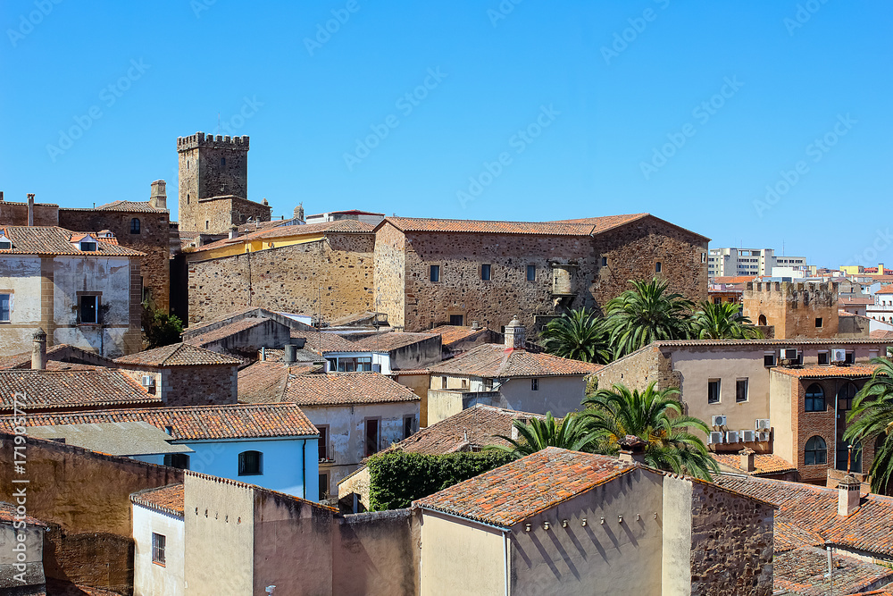Aerial view ofedieval town of Caceres , Spain