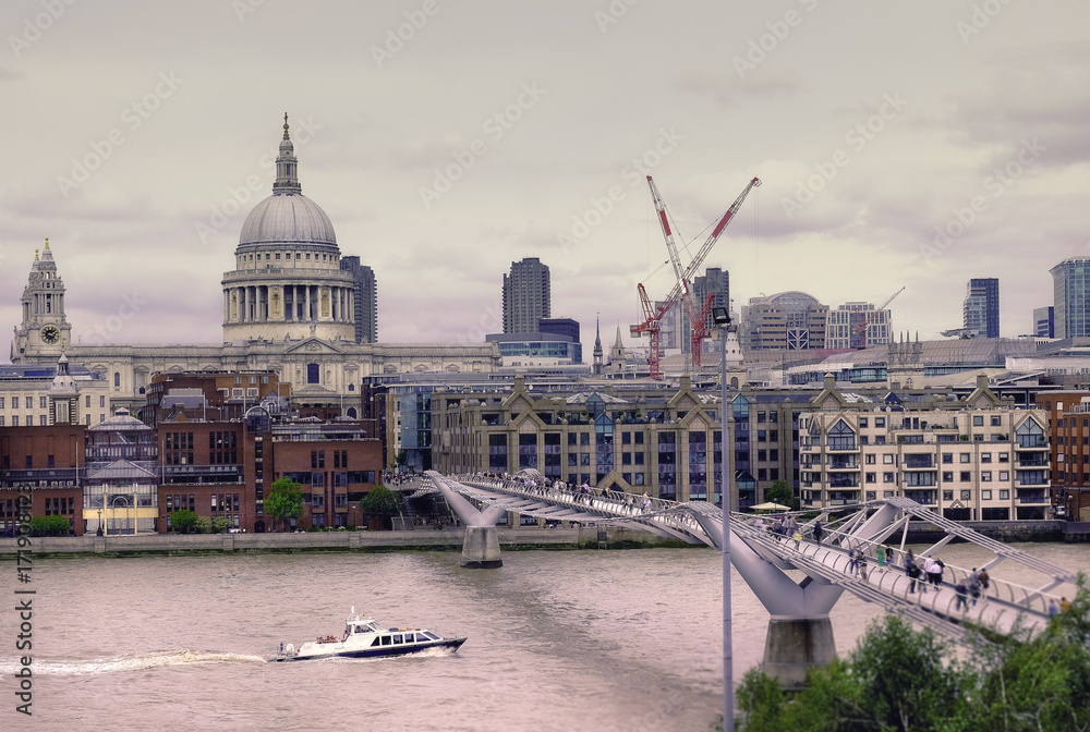 St Pauls and Millenium bridge in London