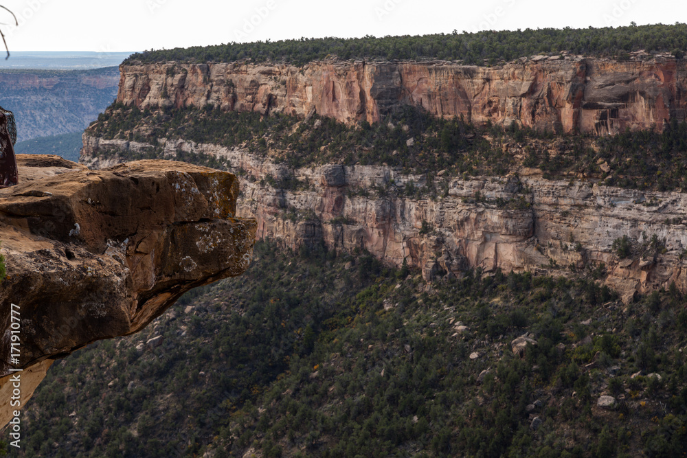 Rock Hanging Over a Mountain Canyon in Mesa Verde National Park, Colorado