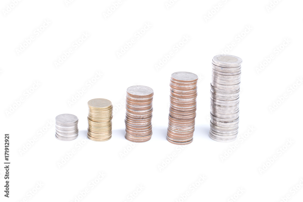 Coin stacks isolated on a white background Coin stacks isolated on a white background