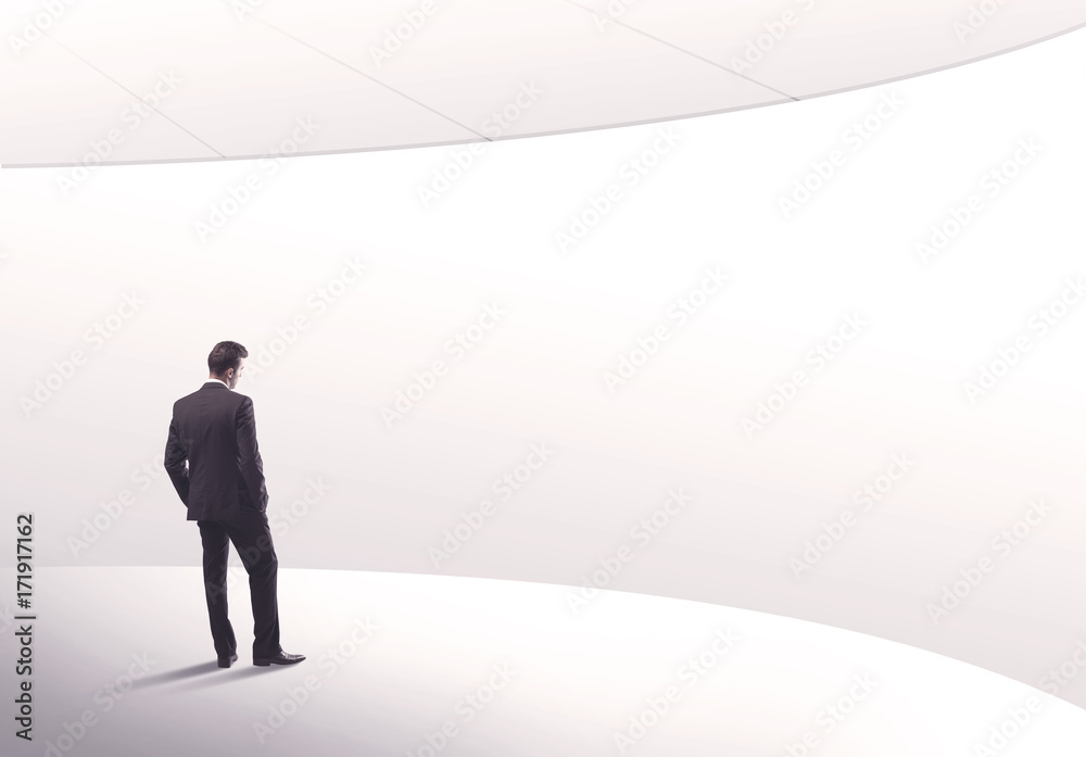 Salesman standing with his back concept Salesman standing with his back concept