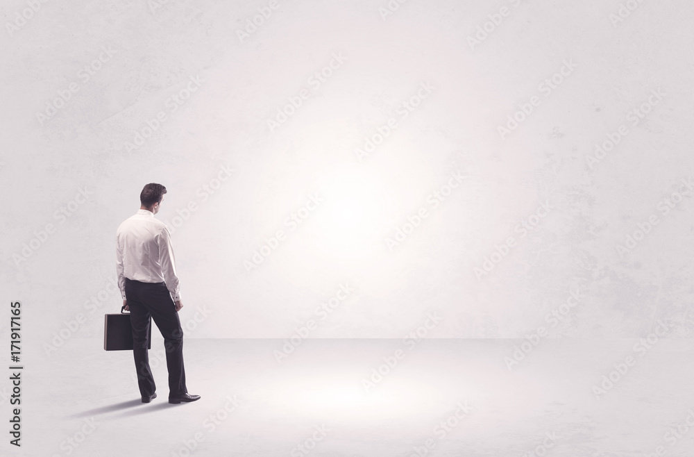Finance worker standing in pure nothing Finance worker standing in pure nothing