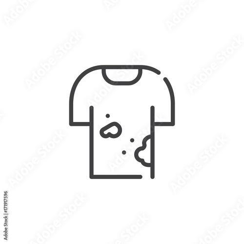 Dirty shirt line icon, outline vector sign, linear style pictogram isolated on white. Symbol, logo illustration. Editable stroke
