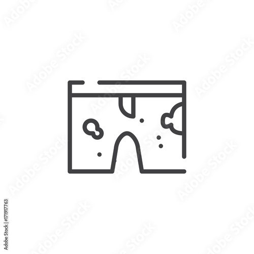 Dirty shorts line icon, outline vector sign, linear style pictogram isolated on white. Symbol, logo illustration. Editable stroke